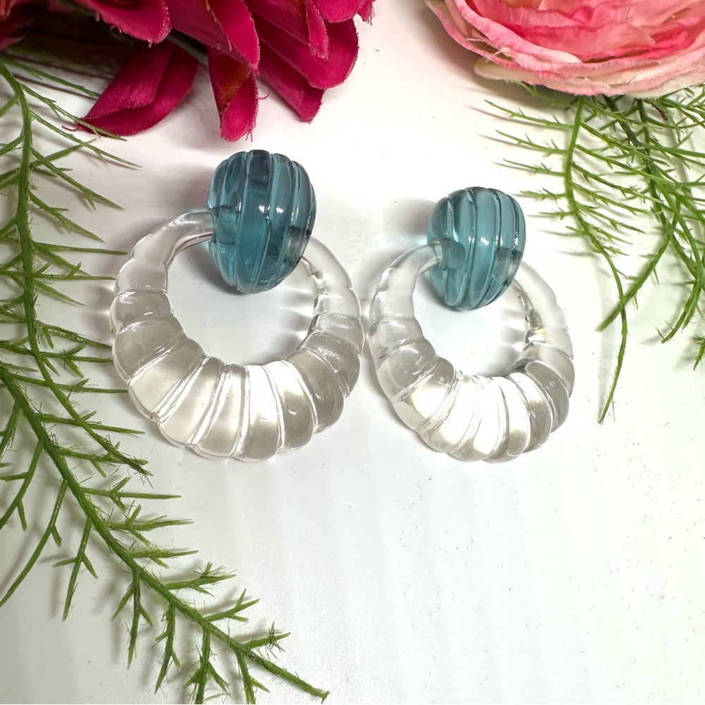 Retro Style⚜️Clear Acrylic Door Knocker Hoops - Picture 3 of 6